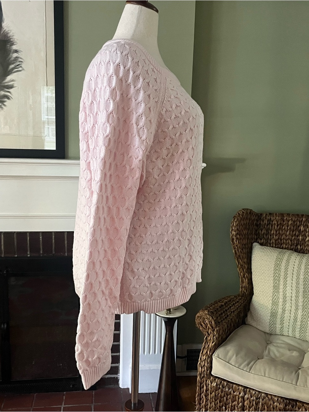 Blush Pink Honeycomb Knit Raglan Sweater - Size XXL - Picture 4 of 7